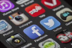 Photograph of social media icons from a phone