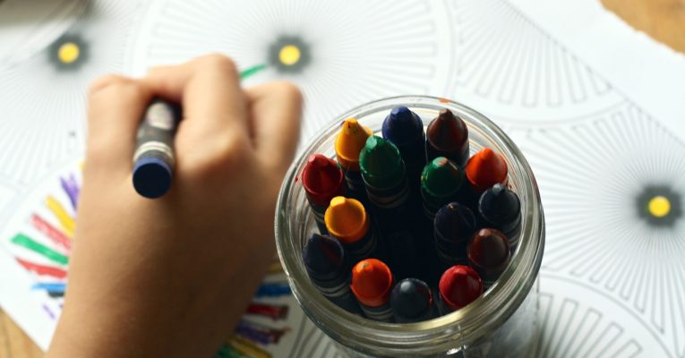 Child using crayons