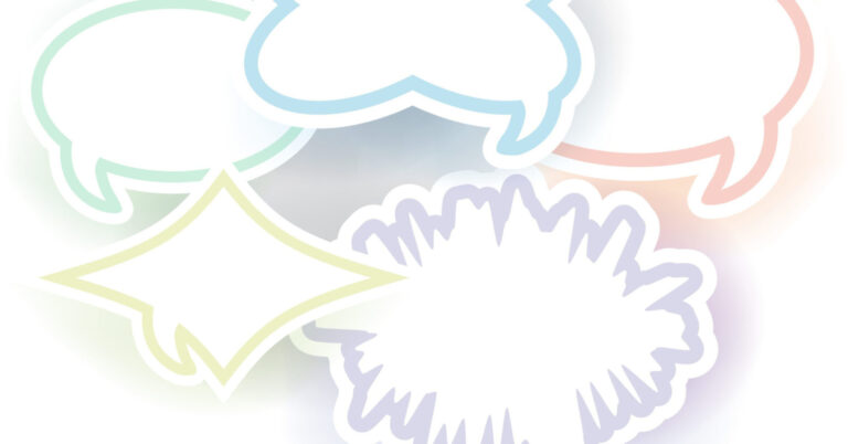 Colorful outlined speech and thought bubbles